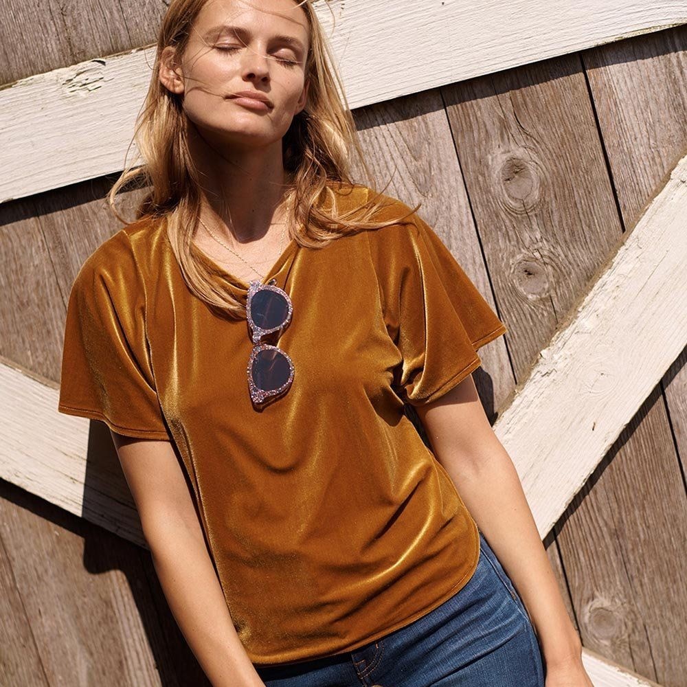 NWT Madewell velvet butterfly sleeve top